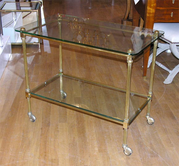#3468 Small Brass & Glass Serving Cart