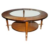American round glass top two tier coffe table