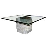 Vintage Unusual sculptural base  glass top coffe table