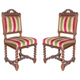 Set of 6 Italian 19th C. Piemontese Walnut Dining Chairs