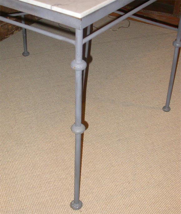 French Painted Iron Table with White Marble Top