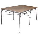 French Painted Iron Table with White Marble Top