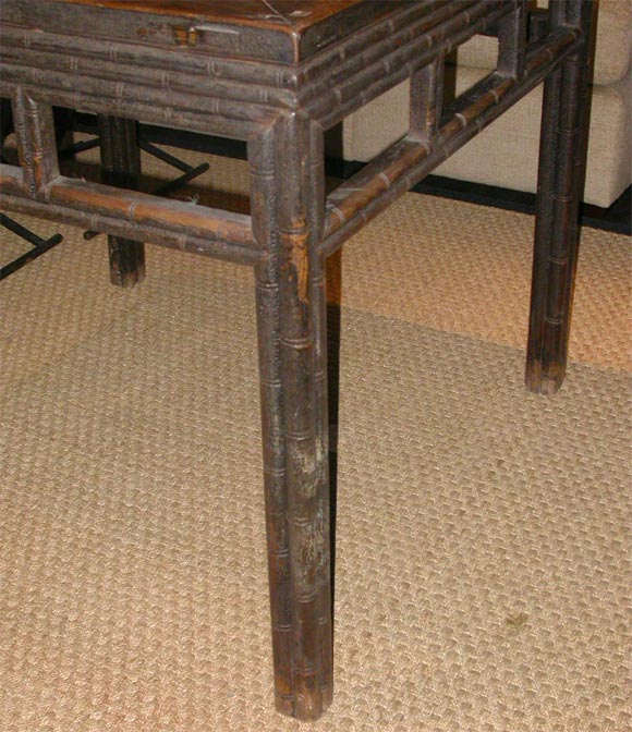 Chinese Late 18th/Early 19hC. Q'ing Dynasty Shanxi Faux Bamboo Elm Game Table For Sale