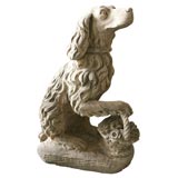 Dog Statue with Basket of Flowers