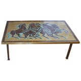 Bronze and Forged Iron Coffee Table by Mourier