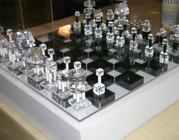 Late 20th Century lucite chess set