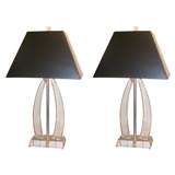 PAIR OF LARGE LUCITE TUSK LAMPS