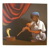 Vintage PAINTING OF A SNAKE CHARMER