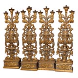 Antique Set of Four Italian neoclassical three-light candleholders