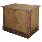 French polychrome and faux marble 2-door cabinet
