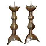 Louis XIII style bronze pair of candlesticks