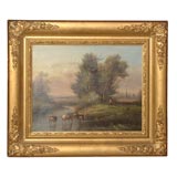 19th Century French Oil on Canvas Landscape, signed Leon