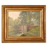 19th Century Oil on Canvas of French landscape view