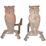 Antique Pair of Owl Andirons