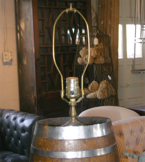 19th Century Wood Beer Keg Lamp