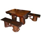 Vintage Table and two Benches