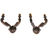 Antique Large Carved Wood Sconces