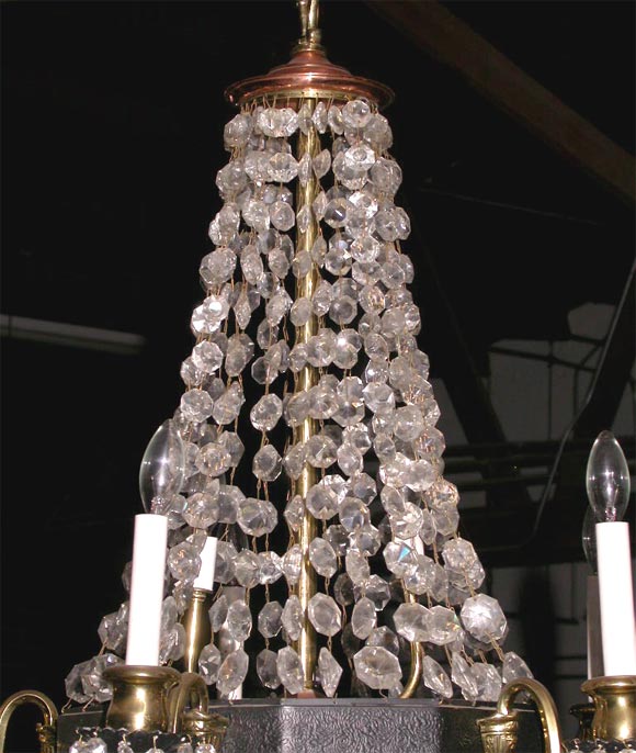 Metal Crystal Chandelier For Sale