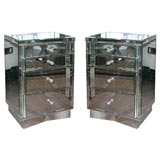 pair of mirrored commodes