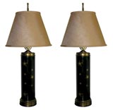 Pair of  Glass Lamps with Gold 
Silver Ornamentation