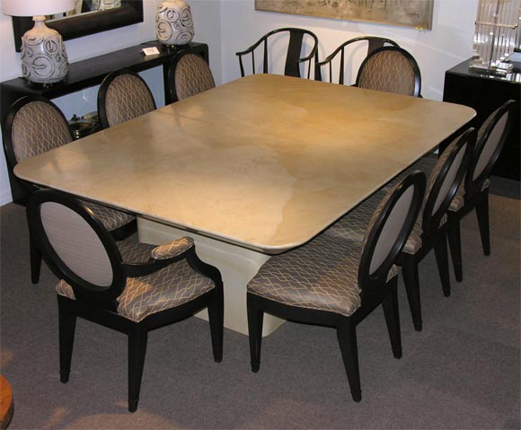 Large Dining Table in Lacquered Goatskin by Karl Springer-SIGNED