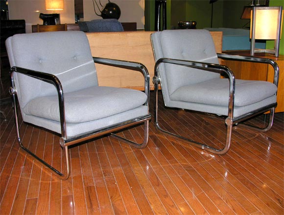 Chrome Frame Chairs (See Matching Three-seat Sofa)