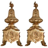 Pair of Louis XIV Ormolu Chenets, in the manner of Boulle