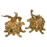 Used Pair of Regence Ormolu Chenets by Charles Cressent