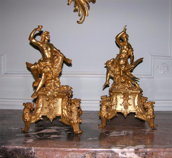 Pair of Regence Ormolu Chenets