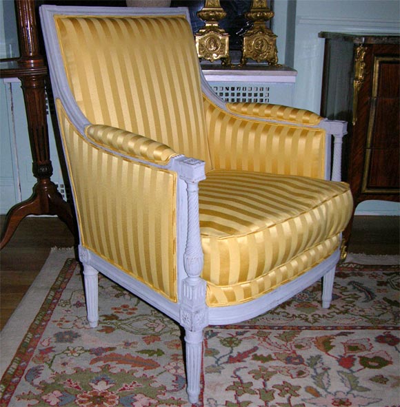 Pair of Louis XV Painted Bergeres a la Reine