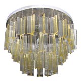 Venini Light Amber Glass Ceiling Mounted Triad Light Fixture