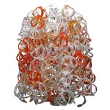 Vistosi Clear & Amber Woven Glass Chandelier