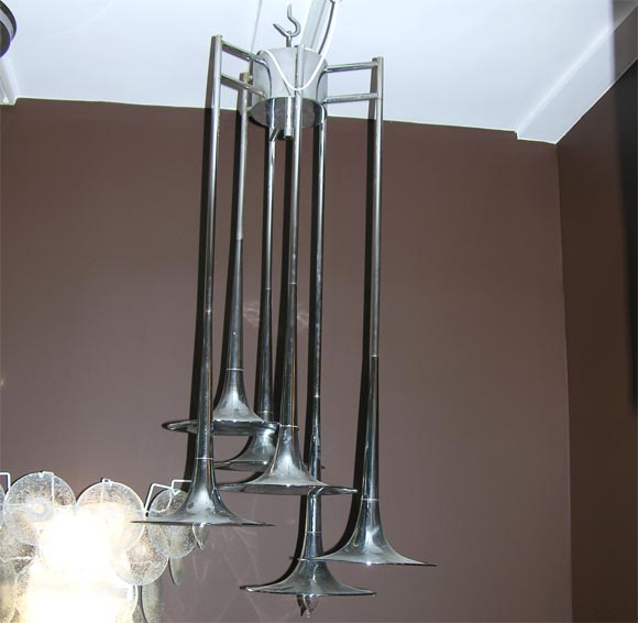 Nickel Plated French Trumpet Light Fixture