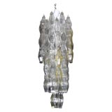 Venini Polyhedron Clear and Light Yellow Chandelier