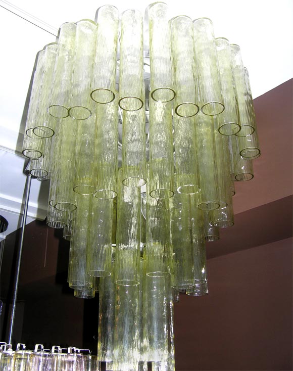 Long Venini Champagne Colored Tube Chandelier