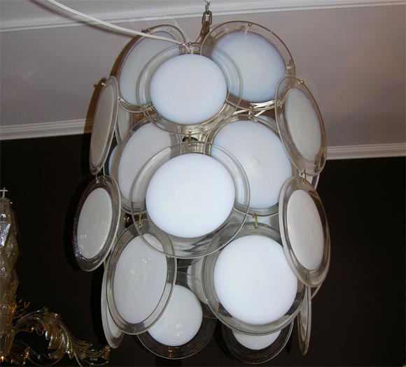 Frosted White Vistosi Disc Chandelier