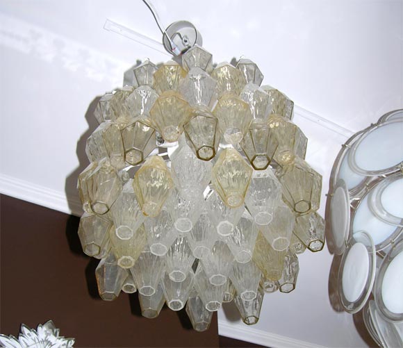 Venini Champagne & Clear Polyhedral Chandelier