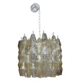 Vintage Venini Champagne & Clear Polyhedral Chandelier