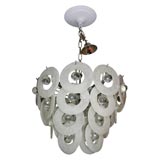 Toso White Disc Chandelier with Crystal Balls