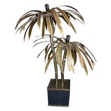 French Brass Metal Palm Tree Floor Lamp
