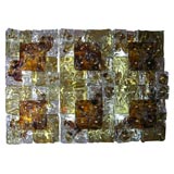 6 Individual Signed Venini Brown Square Wall Sculpture