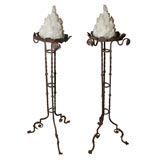 Antique Hand Forged Iron Candle Stands