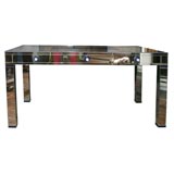MIRRORED WRITING TABLE WITH BLUE MIRROR ACCENTS