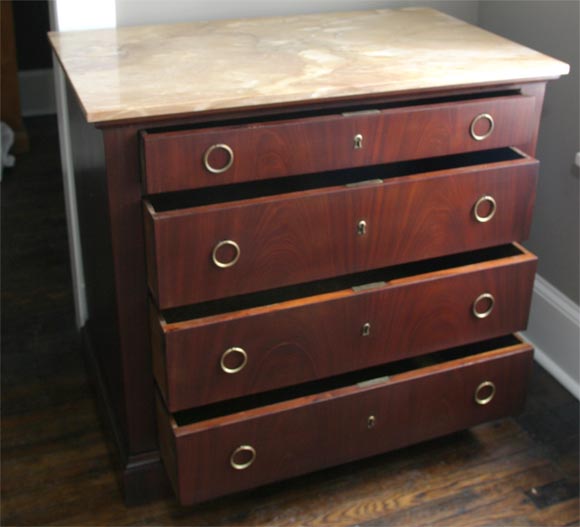 French Four-Drawer Marble-Top Chest For Sale