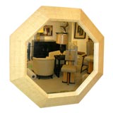 Straw Covered, Octagon Mirror by Karl Springer