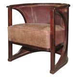 Pair of Rare Demi-Lune Armchairs in Leather by Joseph Hoffman
