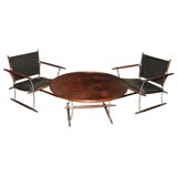 Quistgaard Pair of Leather Armchairs and Round Table in Rosewood