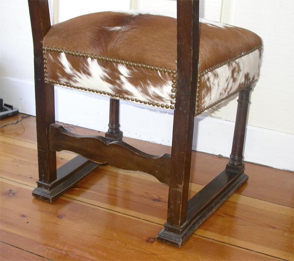 Cowhide 19th Century Cow Hide  High Back Hall Chair