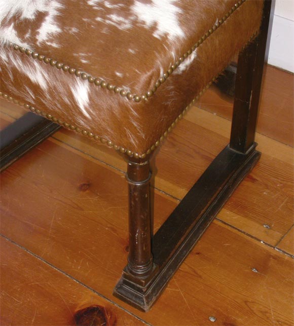 19th Century Cow Hide  High Back Hall Chair 2