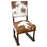 Antique 19th Century Cow Hide  High Back Hall Chair